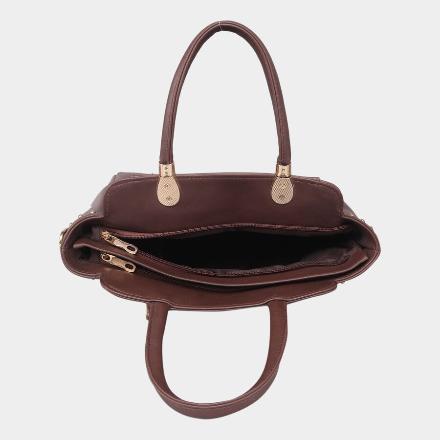 Women's Brown Polyurethane Tote Bag, , large image number null