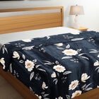Dark Blue Floral Printed Double Blanket, , small