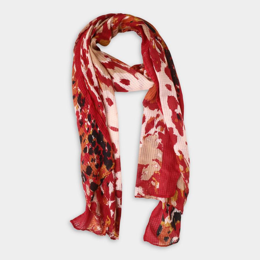 Women's Red Viscose Scarf, , large image number null