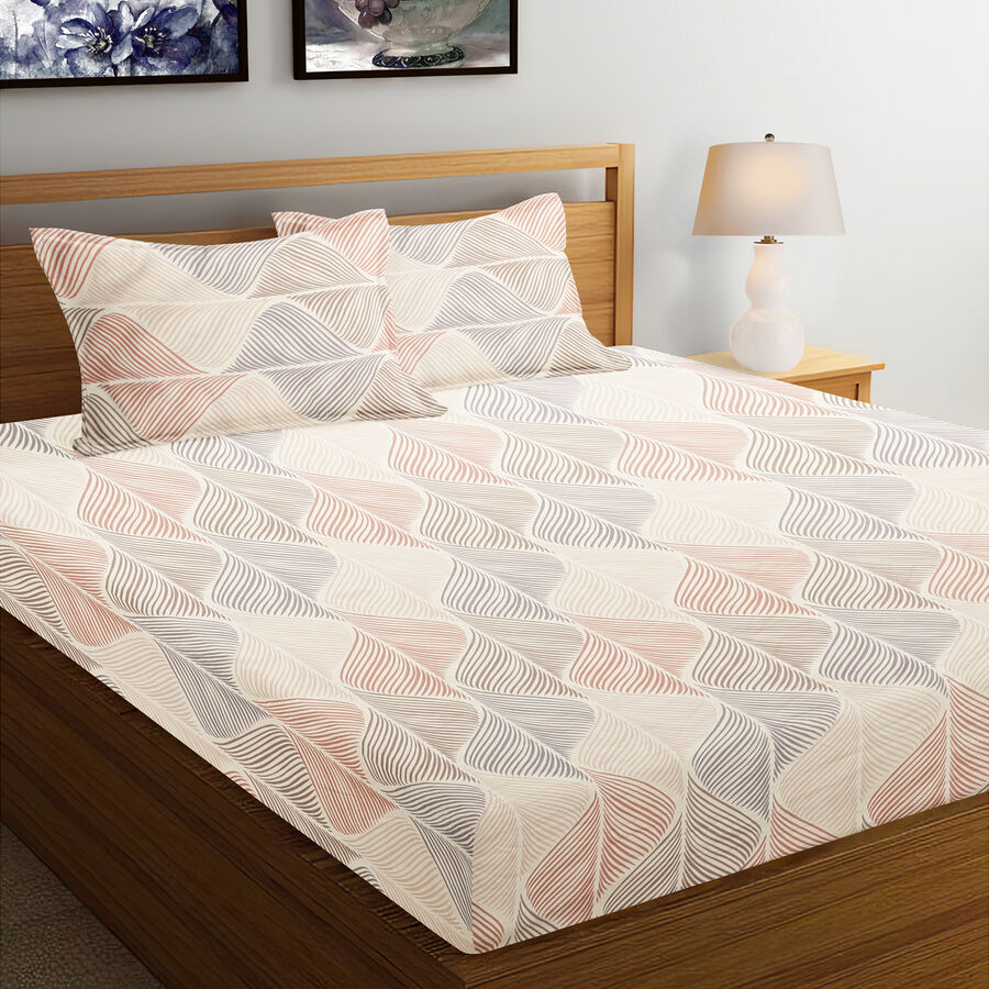 120 GSM Cream Microfiber Double Bedsheet, , large image number null