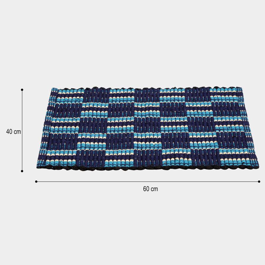 Blue Polyester Cotton Door Mat, , large