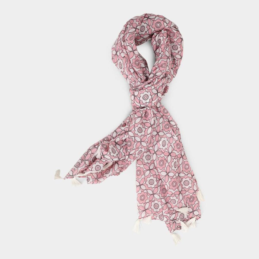 Women's White Viscose Scarf, , large image number null