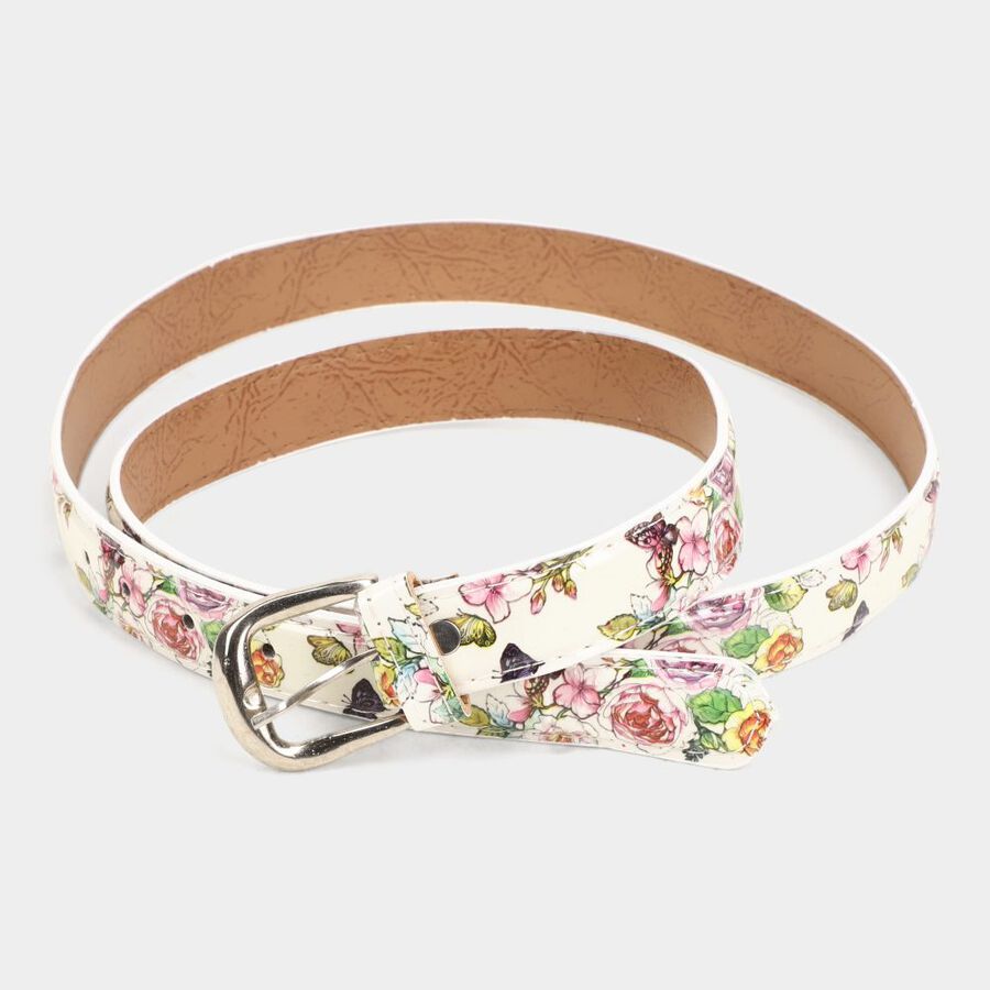 Women's Off White Polyurethane Belt, , large image number null
