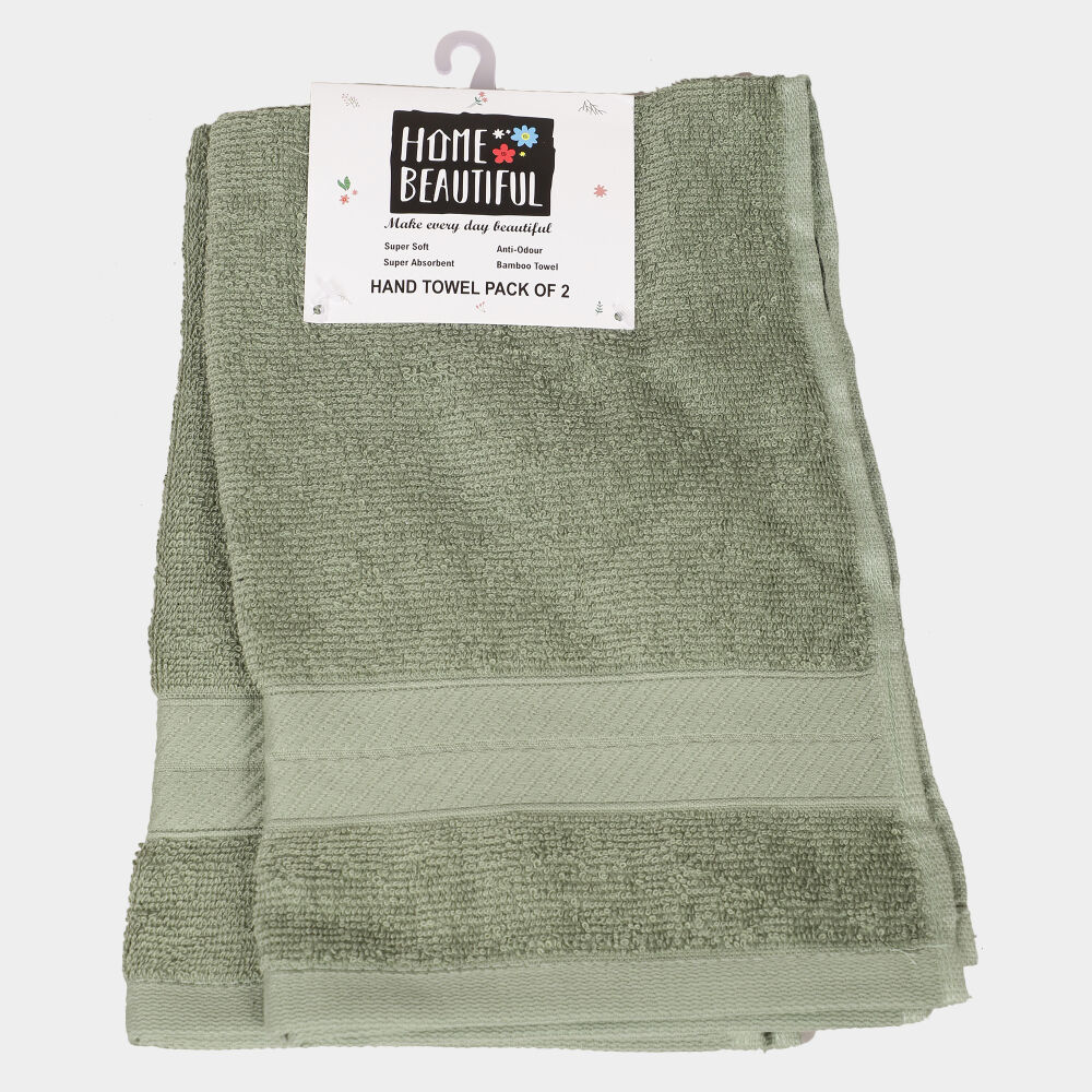 Home Beautiful                         380 GSM Green Cotton Hand Towel