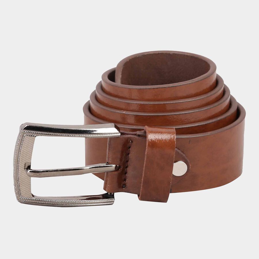Men's Brown Leather Casual Belt, , large image number null