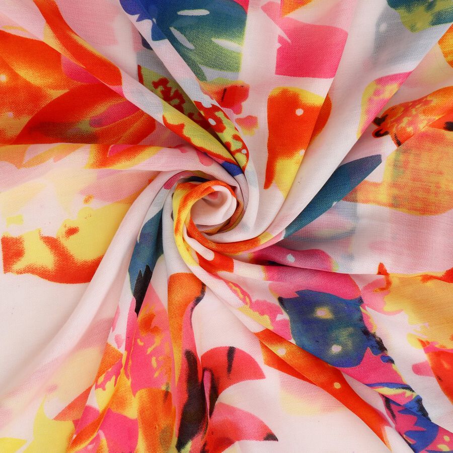 Women's White Cotton Scarf, , large image number null