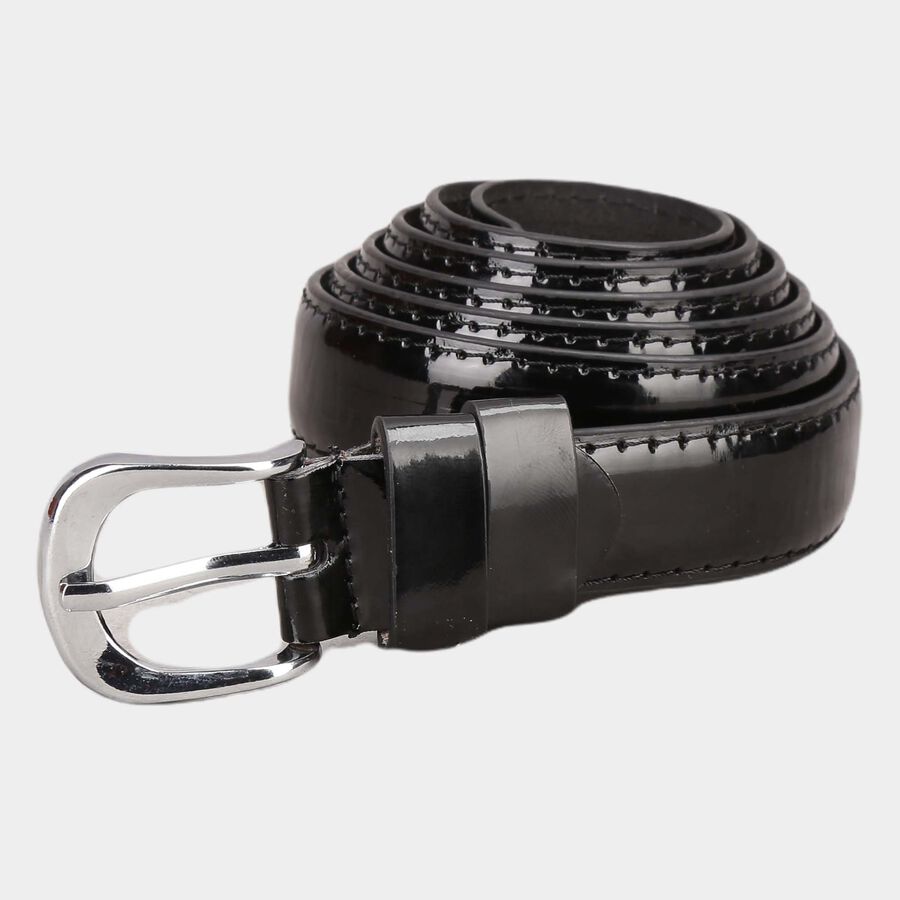 Women's Black Polyurethane Belt, , large