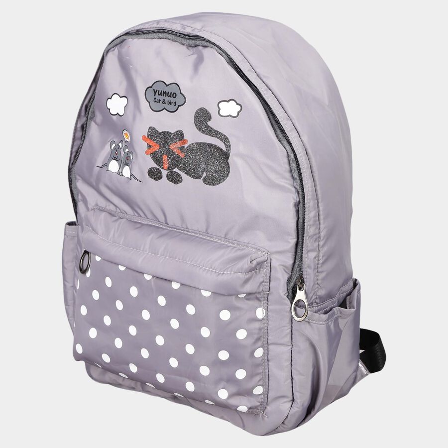 Women's Grey Polyurethane Backpack, , large image number null