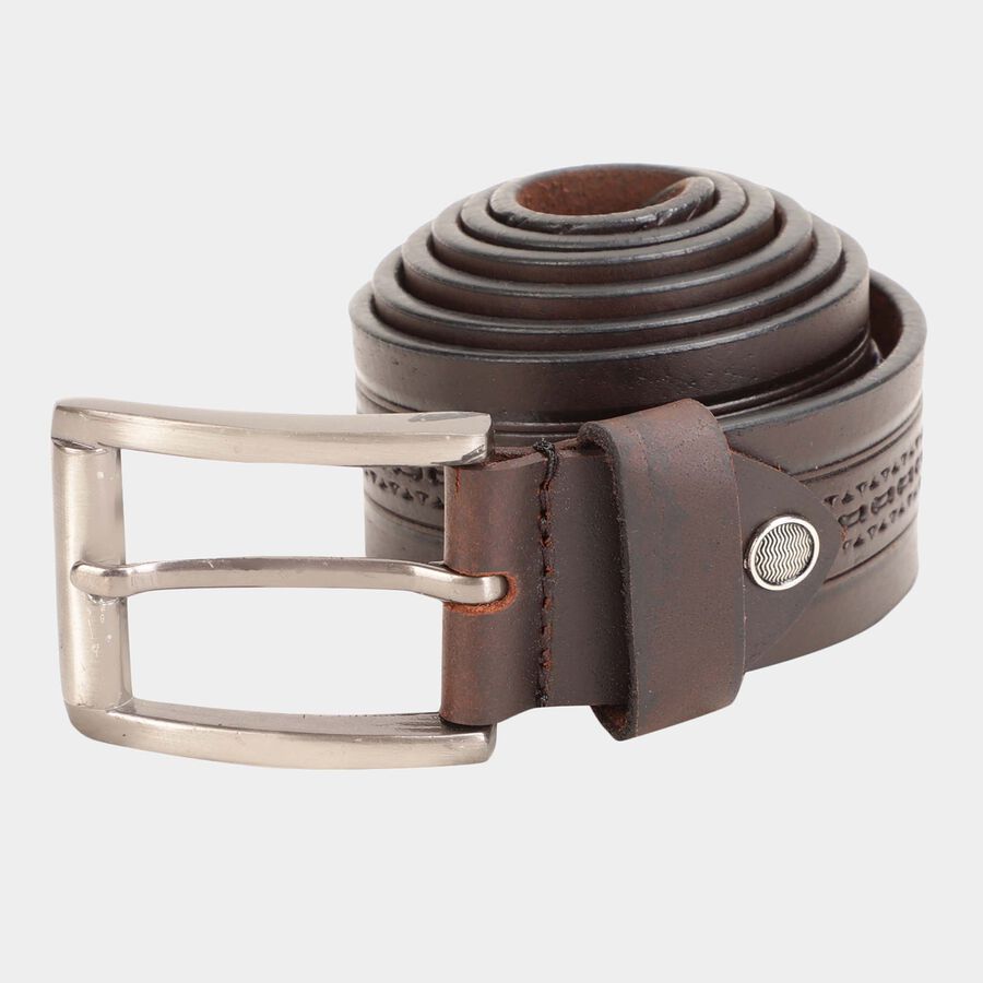 Men's Brown Leather Casual Belt, , large image number null