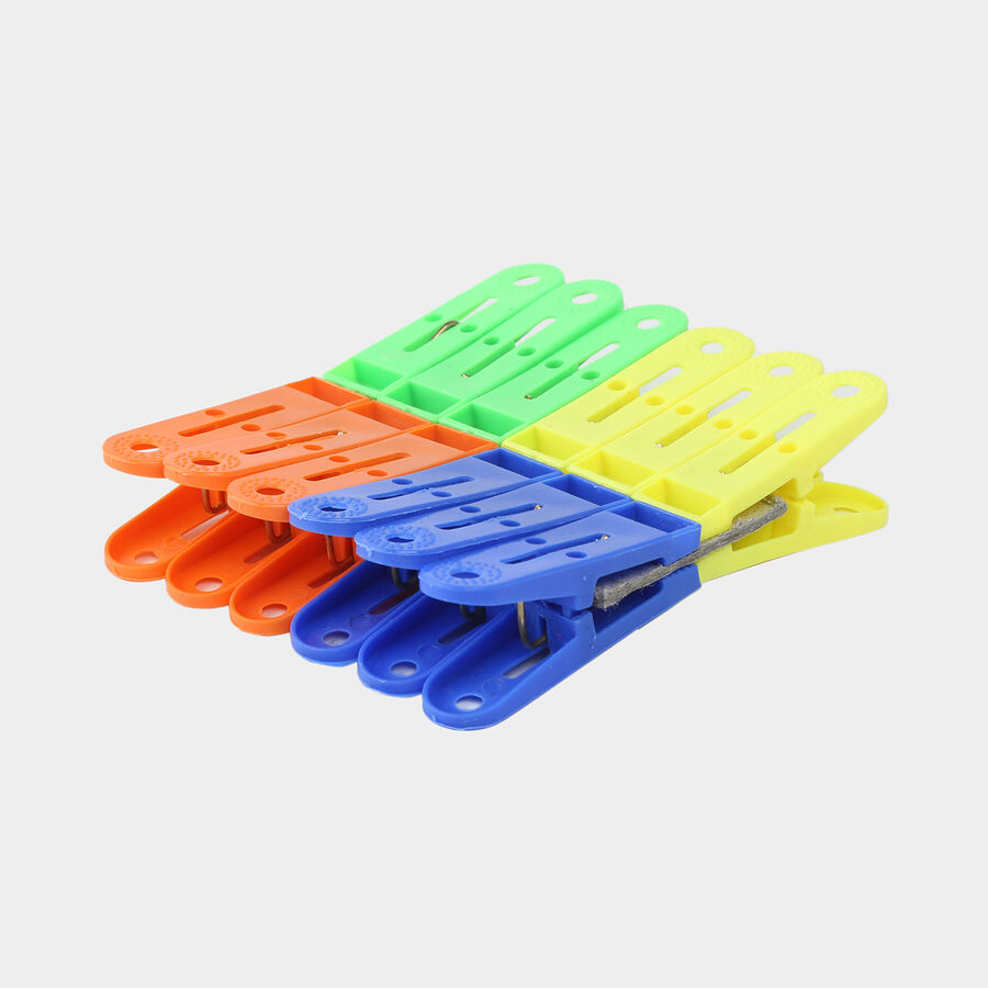 12 Plastic Cloth Clips - Color/Design May Vary, , large image number null