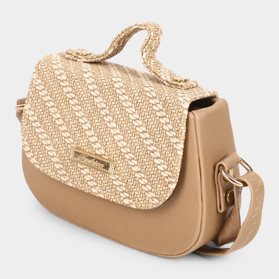 Women's Beige Polyurethane Sling Bag, , large image number null