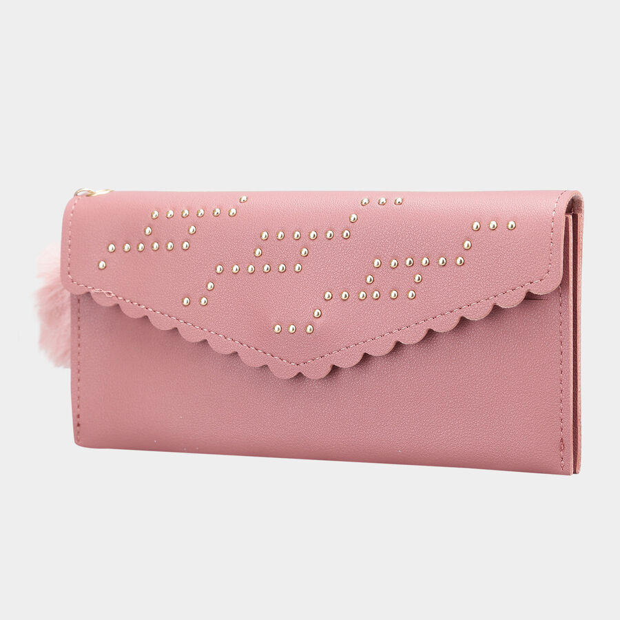 Women's Pink Polyurethane Hand Pouch, , large image number null
