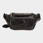 Men's Black Polyurethane Waist Bag, , small
