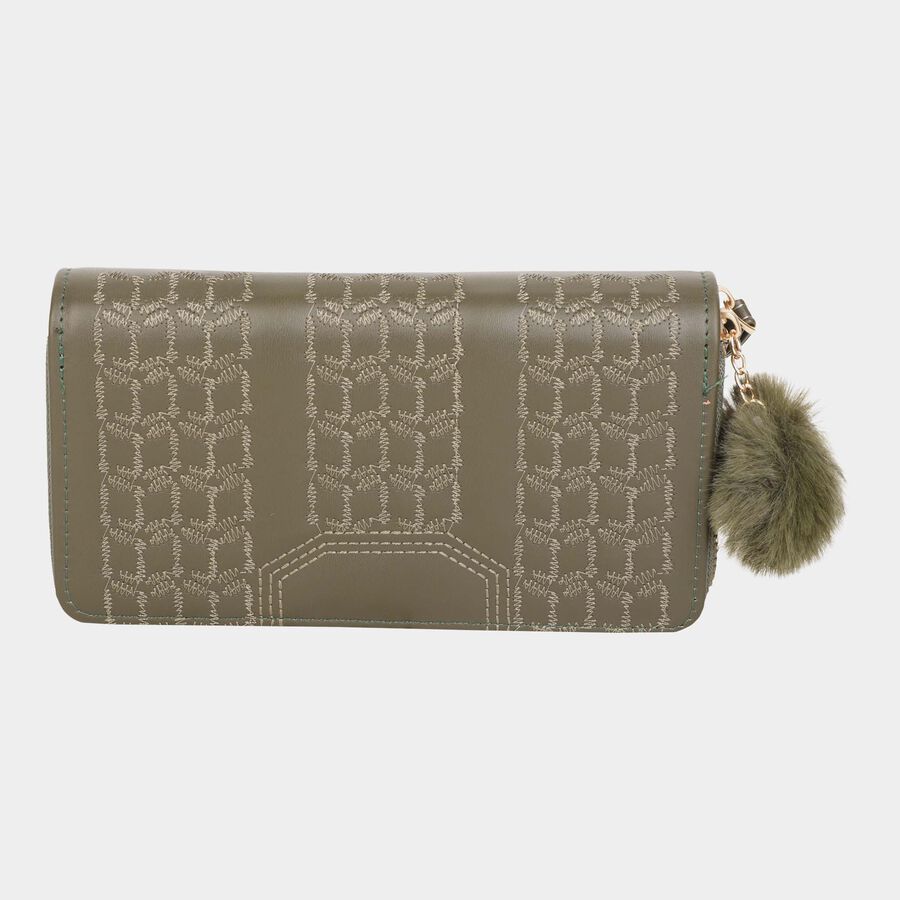 Women's Polyurethane Zipper Hand Pouch, , large image number null