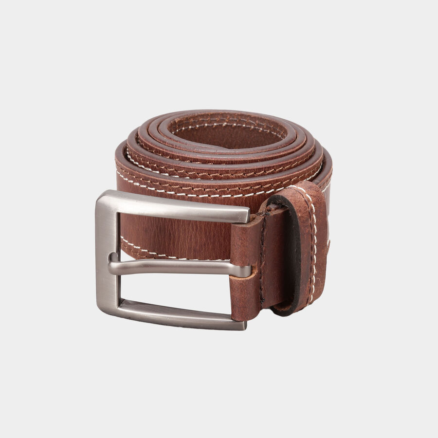 Men's Leather Casual Belt, Size 40, Textured, , large image number null