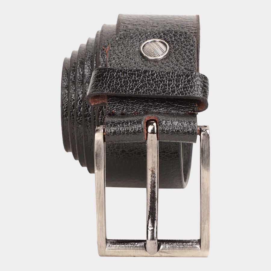 Men's Black Leather Casual Belt, , large image number null