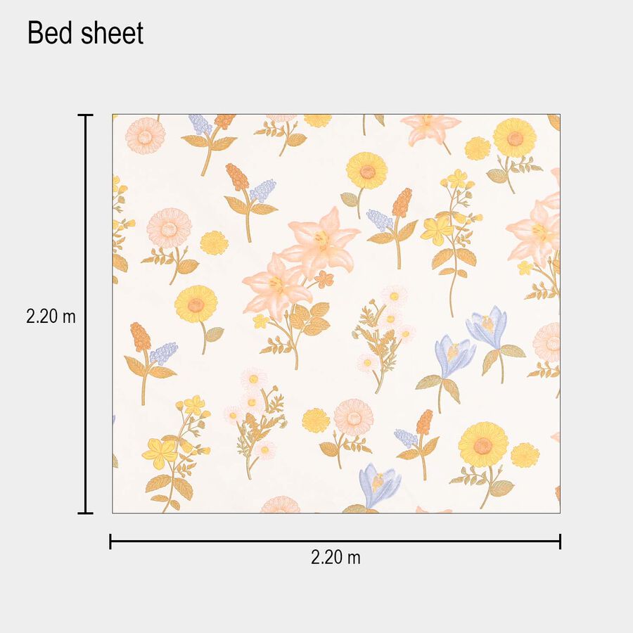 White Microfiber Double Bedsheet with Pillow Cover, , large