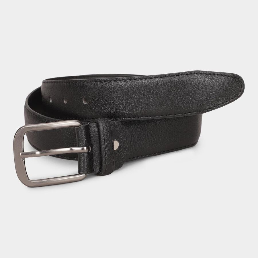 Men Black Pu Formal Belt, , large image number null