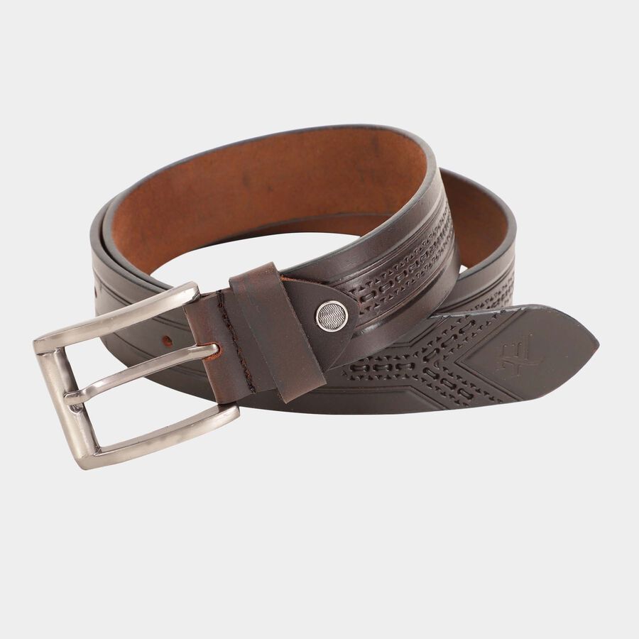 Men's Brown Leather Casual Belt, , large image number null