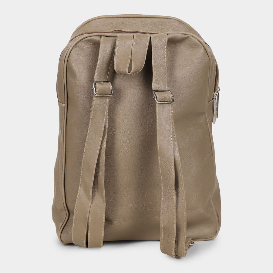 Women's Beige Polyurethane Backpack, , large image number null