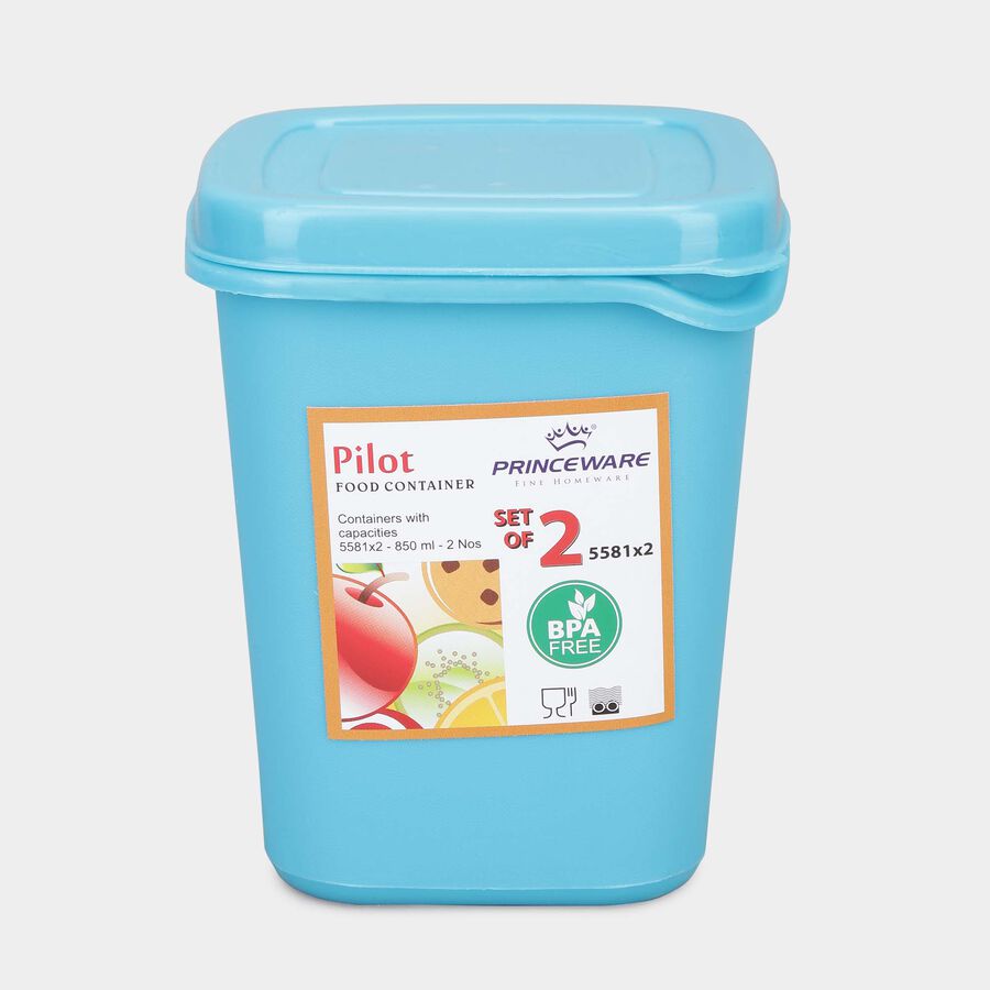एयर-टाइट प्लास्टिक कंटेनर, 2 का सेट, 850 ml X 2, , large image number null