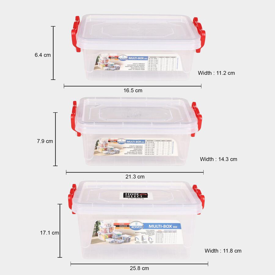 Transparent Plastic Container Set of  3, , large image number null