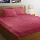 Maroon Microfiber Double Bedsheet with Pillow Cover, , small