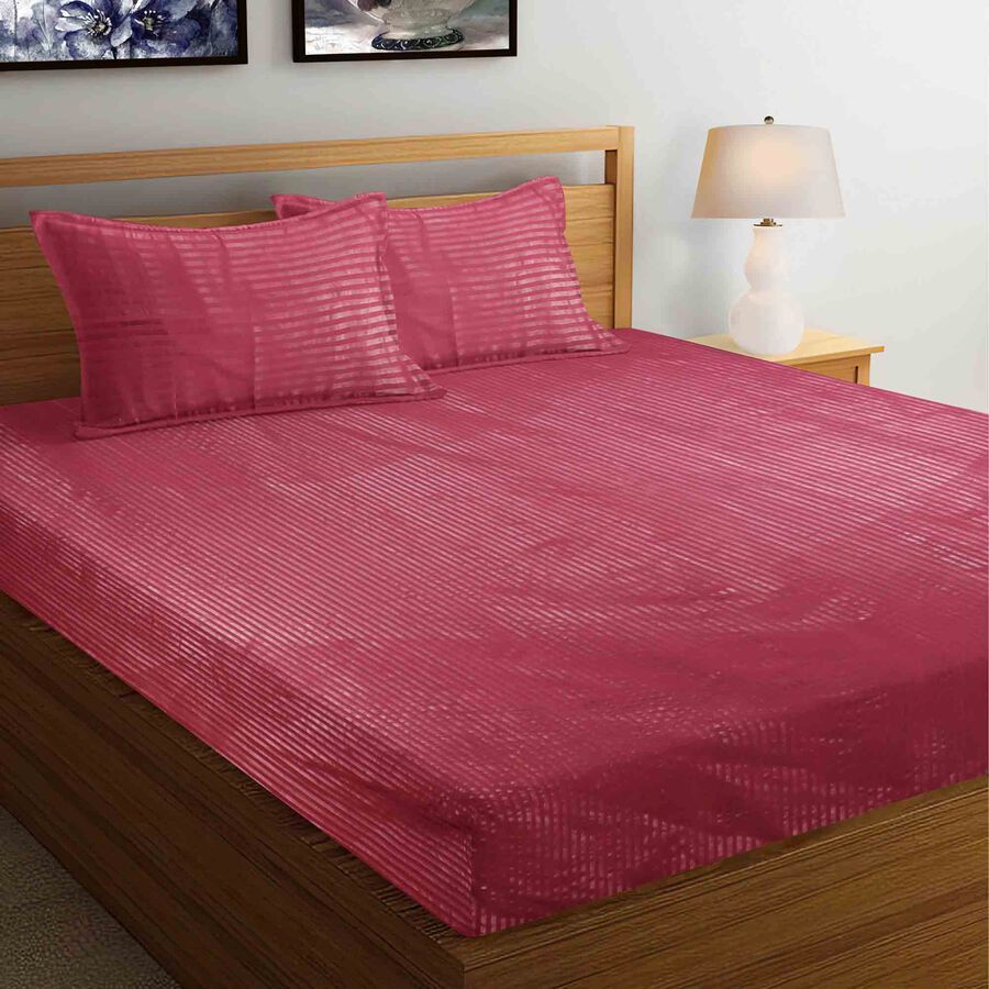 Maroon Microfiber Double Bedsheet with Pillow Cover, , large