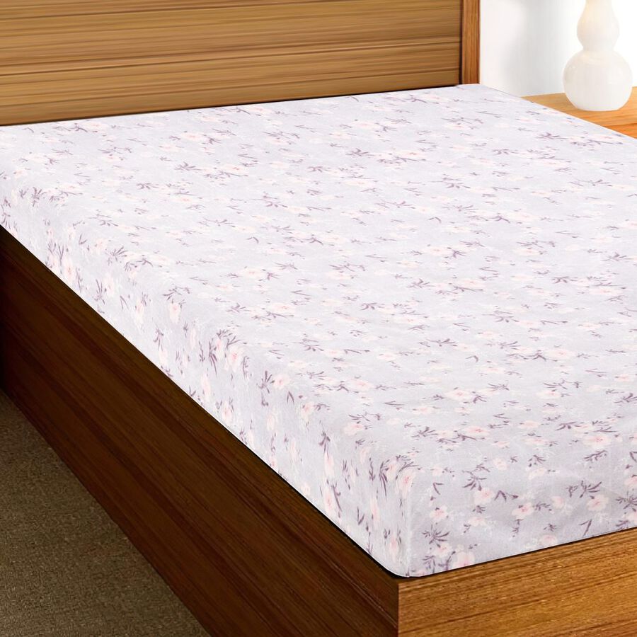 Grey Microfiber Single Bedsheet, , large