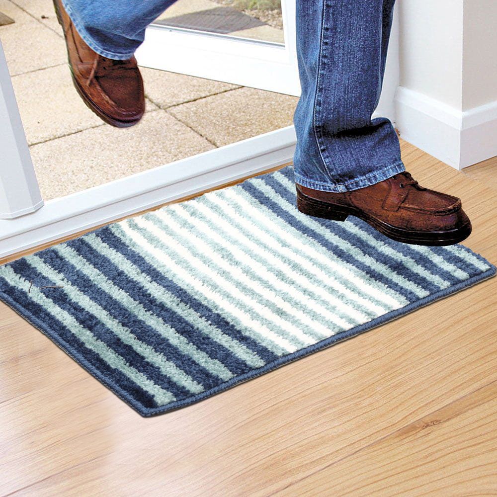 Home Beautiful                         Anti-Skid Blue Polyester Door Mat