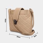 Women's Beige Polyurethane Handbag, , small