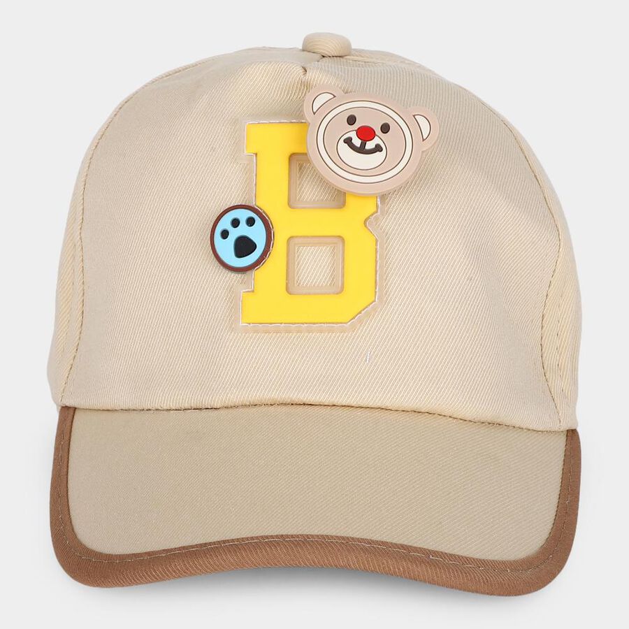 Kid's Beige Fabric Cap, , large