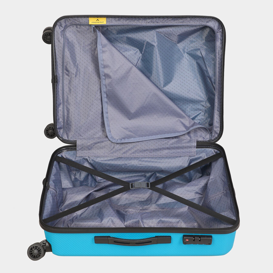 8-Wheel Blue Polyester Hard Case Trolley, Medium, , large image number null
