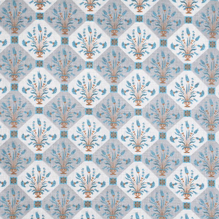 Light Blue Cotton Floral Printed Single Bedsheet, , large