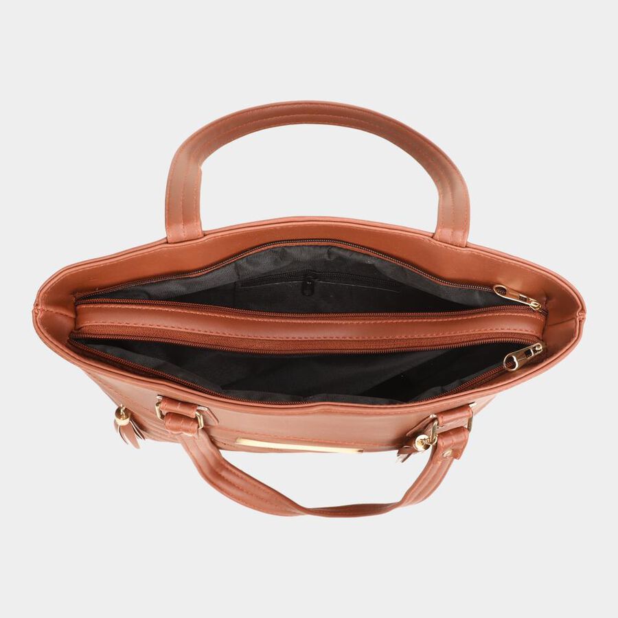 Women's Tan Polyurethane Tote Bag, , large image number null