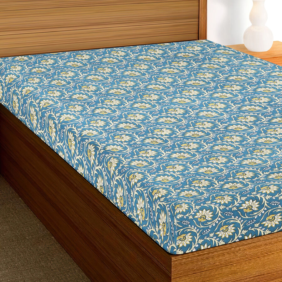Blue Microfiber Single Bedsheet, , large image number null