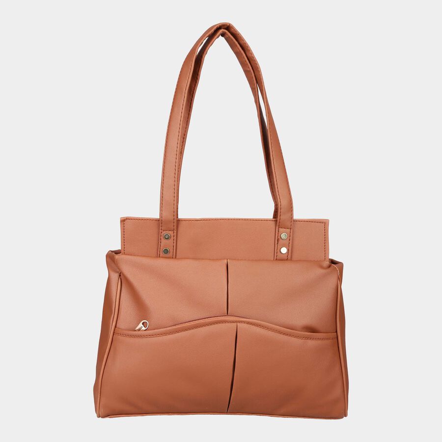 Women's Tan Polyurethane Tote Bag, , large image number null