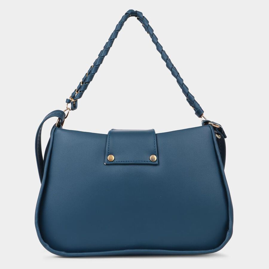 Women's Bluish Green Polyurethane Sling Bag, , large image number null