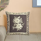 Black Floral Embroidered Cushion Cover, , small