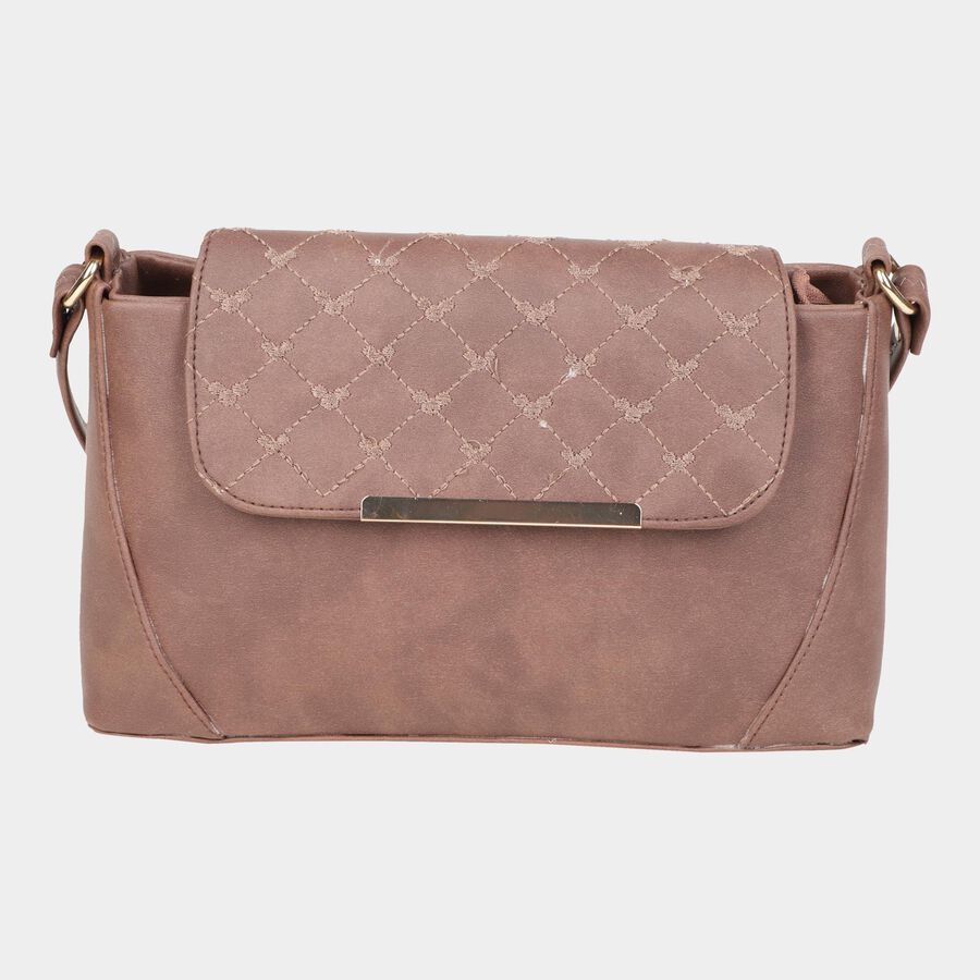 Women's Brown Polyurethane Handbag, , large image number null