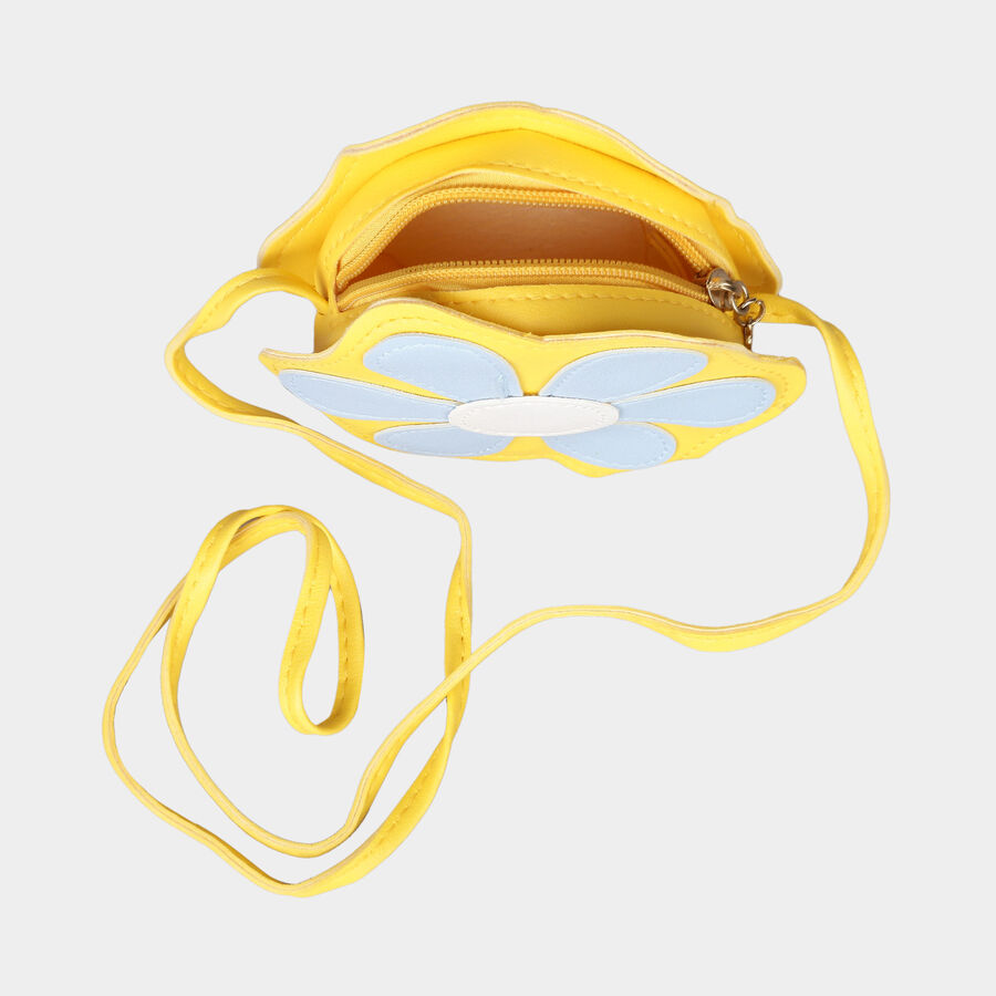 Women's Yellow Polyurethane Sling Bag, , large