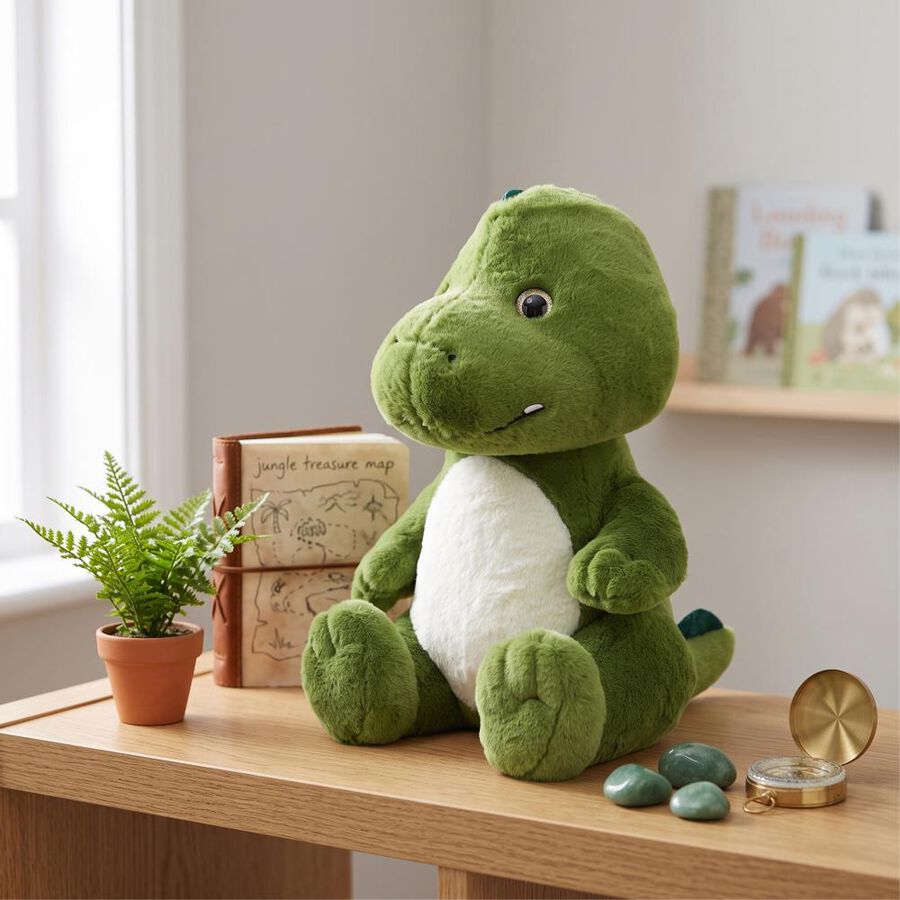 Kid's Dark Green Fabric Dino Toy , , large