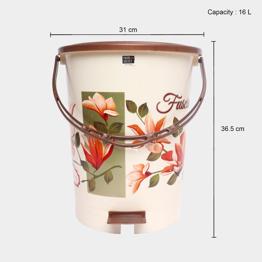 16 L Off-White Plastic Dustbin, , large image number null