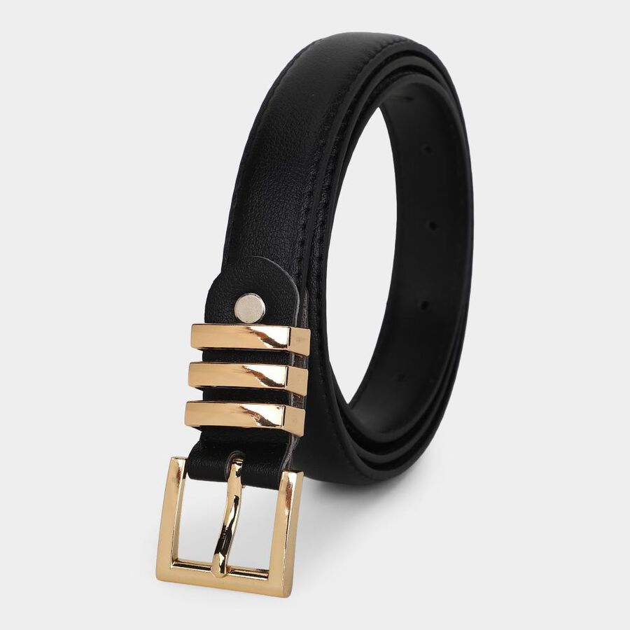 Women's Black Pu Belt, , large