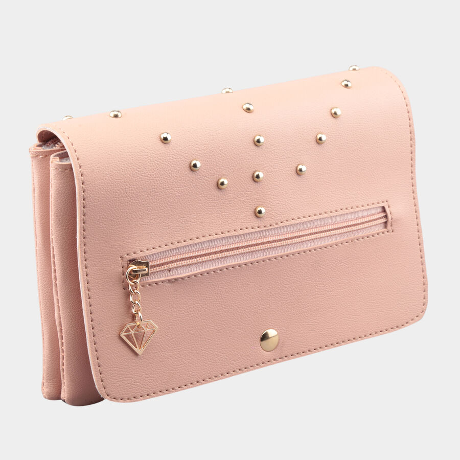 Women's Pink Polyurethane Sling Bag, , large image number null