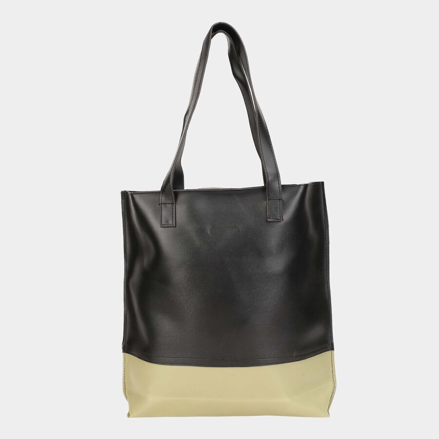 Women's Black Polyurethane Tote Bag, , large image number null