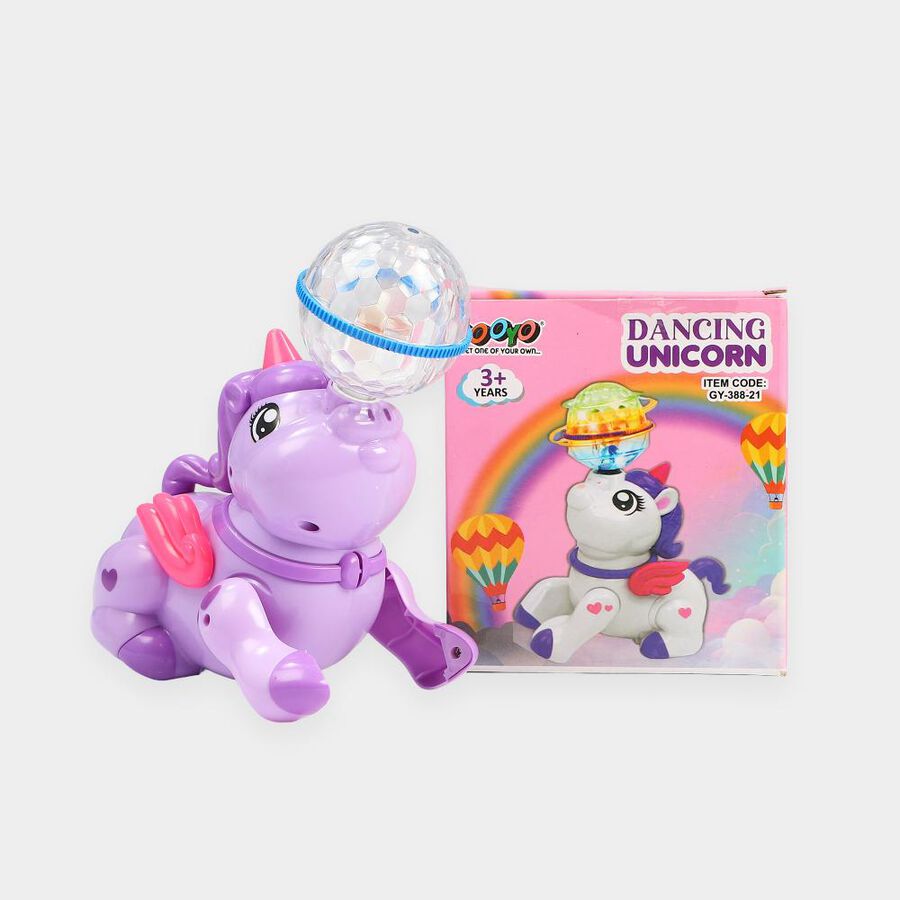 Kid's Dancing Unicorn Toy with Crystal Disco Light Ball, , large