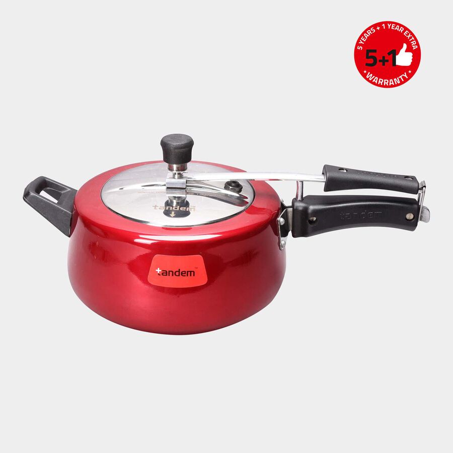 Aluminium Pressure Cooker With Stainless Steel Lid (5L), Red, , large image number null