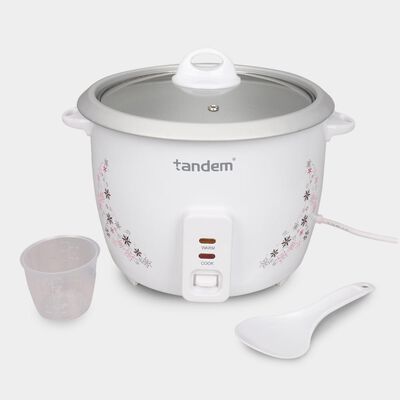 Electric Rice Cooker with Glass lid, 700W, 1.8L Pot Capacity, 2 Stage Thermal safety protection