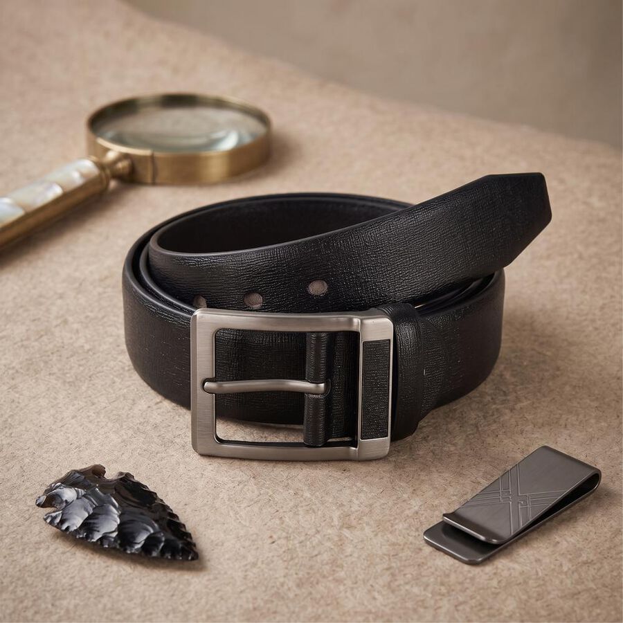 Men's Black PU Formal Belt , , large